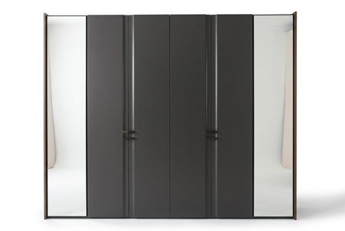 Moderner Kleiderschrank Luxus Schrank Holz Schränke Glas Taupe Schlafzimmer
