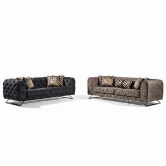 Moderner schwarzer 4-Sitzer Sofa aus Textil und Holz