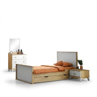 Modernes 3tlg Schlafzimmer Set mit Bett Nachttisch und Kommode Stilvoll elegant