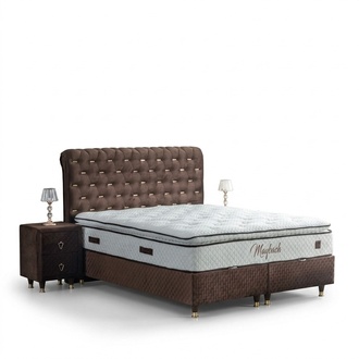 Modernes Braunes Schlafzimmer Set Designer Polsterbett 2x Nachttische