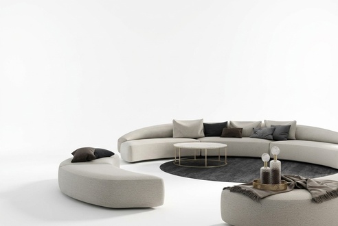 Ecksofa U-Form xxl Sofas Wohnlandschaft Sofa Garnitur 3tlg. Sofas Rund Couchen