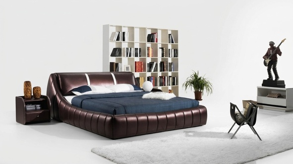 Modernes Hotel Design Bett XXL Betten Luxus Stil Doppel Leder