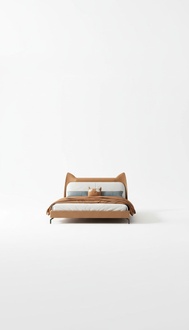 Modernes Hotel Leder Stoff Doppelbett 160x200cm Designer Bett Doppel