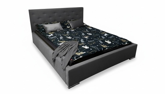 Modernes Polsterbett Bett Betten Bettgestell Doppelbett 180x200 Schwarz Ehebett