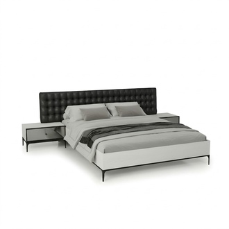 Modernes Weiß Schlafzimmer Bett Set Design Bett 2x Nachttische Polsterbett
