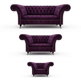 Möbel Sofagarnitur 3+2+1 Sitzer Polstermöbel Design Modern Stil Chesterfield