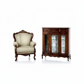 Möbel Stil Barock Holz Kommode Schrank Vitrine Möbel Luxus Sessel