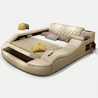 Multifunktions Bett Luxus Design Leder Betten Hotel Doppel Ablage