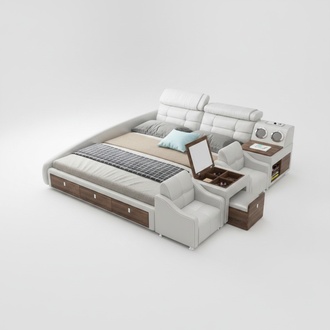 Multifunktions Bett Luxus Design Leder Betten Hotel Doppel Ablage Regal