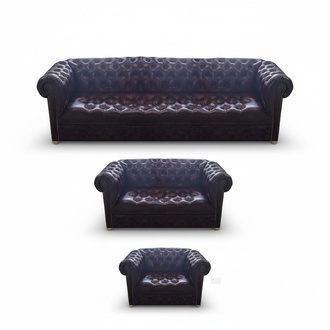 Neu Leder Komplett 3tlg Sofagarnitur Wohnzimmer Luxus Polstermöbel