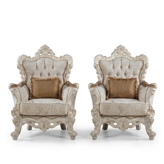 Ohrensessel Sessel Barock Design Polster Sofa Couch Chesterfield Textil Luxus