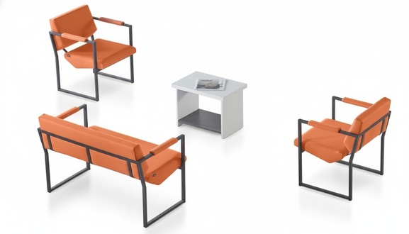 Orange-Weiße Arbeitszimmer Möbel Edler Holz Beistelltisch 2-Sitzer 4tlg