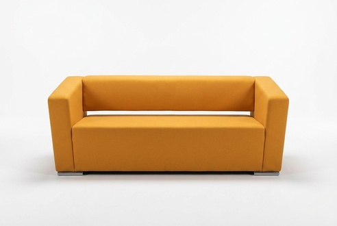 Oranger Dreisitzer Büromöbel Arbeitszimmer Couch Luxus Textilsofa