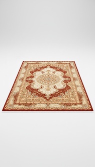 Orientalisch Teppich Kurzflor Kunstfaserteppich Wohnzimmer Rot Beige 150x233