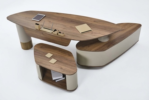 Original Schreibtisch Couchtisch Holztische Beige Büromöbel Arbeitszimmer