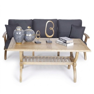 Outdoor Sofa 3 Sitzer Holz Beige Esstisch Möbel Loungemöbel Gartenlounge 2tlg