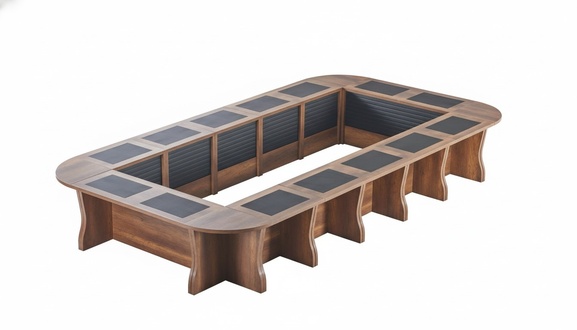 Oval Konferenztisch Braun Shcwarz Büroeinrichtung Büro Modern Holz
