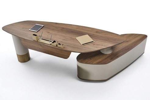 Ovaler Büro Schreibtisch Design Eckschreibtisch Möbel Tische Beige Einrichtung