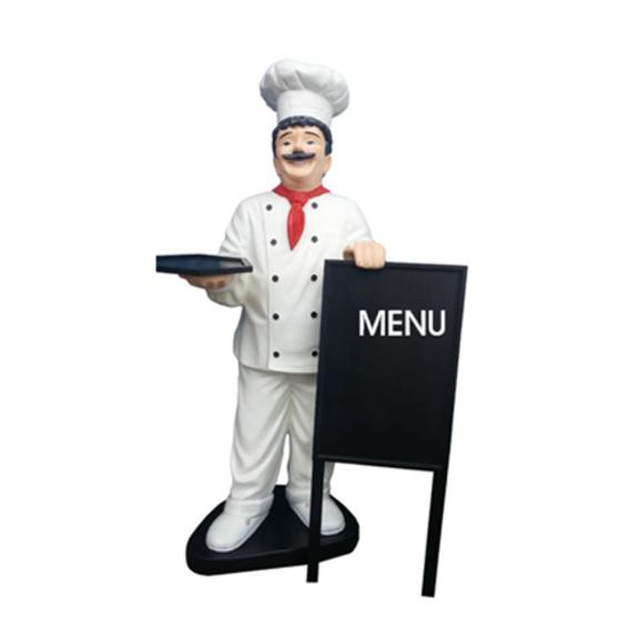 Koch Figur Statue Skulptur Werbefigur Menütafel Werbeaufsteller Restaurant