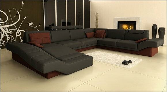 Ecksofa Sofa Couch Polster Leder Garnitur Wohnlandschaft Ecke Wohn