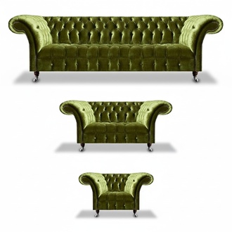 Polster Textil Sofa Garnitur 4+2+1 Sitzer Luxuriöse Wohnzimmer Chesterfield
