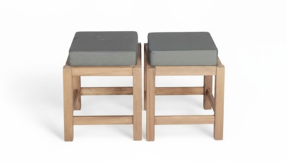 Polsterhocker Set 2x Hocker Gartenhocker Holzhocker Sitzhocker 40x40