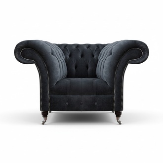 Polstermöbel Sessel Grau Textil Chesterfield Sitz Luxuriöse Wohnzimmer