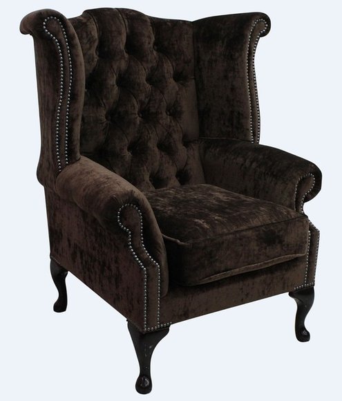 Echter Chesterfield Ohrensessel Sessel Couch Sofa Polster Sitz Lounge "Braun"