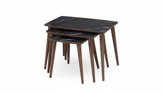 Rechteckige Couchtische 3 x Set schwarz Esszimmer-Wohnzimmertische Neu