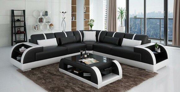 Leder L Form Wohnlandschaft Couch Big XXL Sofa Polster Ecke Garnitur