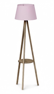 Rosa Holz Stehlampe mit Regal modernes Design stilvoll