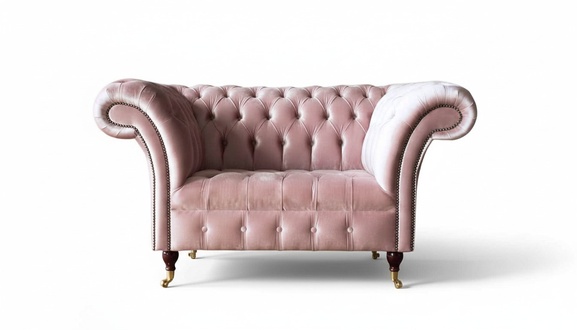 Rosa Sessel 1 Sitzer Sofa Polster Design Luxus Stoffsofas Chesterfield Textil