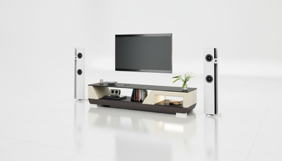RTV TV Sideboard Leder Glas Tisch Fernseh Schrank Tisch Designer Neu