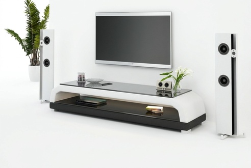 rtv tv Sideboard Leder Glas Tisch Fernseh Schrank Tisch Designer Glas