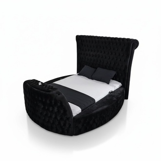Rund Bett Chesterfield mit Lift Schrank Polster Betten Rundbetten Möbel 3tlg.