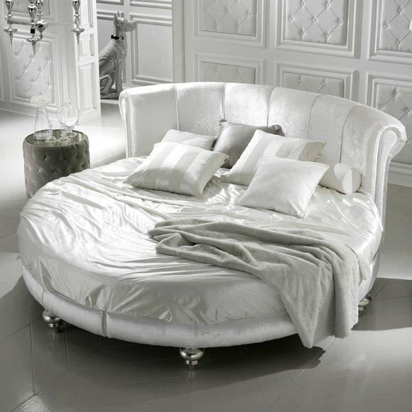 Edles Designer Schlafzimmer Rundbett Betten Rund Rundes Hotel Leder Bett