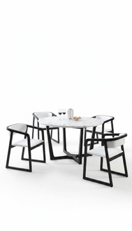 Rund Tisch Ess Zimmer Holz Runde Tische Designer Original Marmor 4 Stuhl