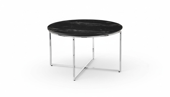 Runder Couchtisch Wohnzimmer Schwarz MDF + Metall X-beine neu Luxus