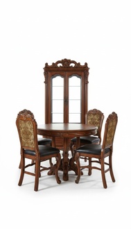 Runder Esszimmer + 4 Stühle Stuhl Set Garnitur Rund Tisch Holz Tische Runde 5tlg