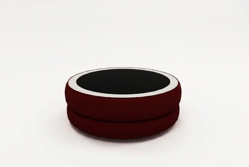 Runder Rund Wonzimmer Glas Tisch Polster Beistell Modern Leder Sofatisch