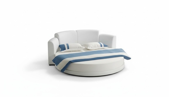 Rundes Bett LED Licht Moderne Schlafzimmer 180x200 Rundbetten Betten Ehebett