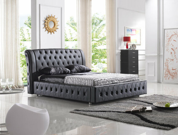 POLSTERBETT LEDERBETT BETT BETT MODELL S-9270 BLACK 160/180/200X220CM