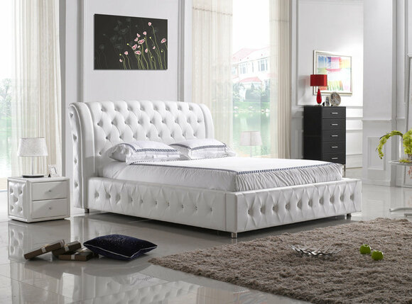 POLSTERBETT LEDERBETT BETT BETT MODELL S-9270 white 160/180/200X220CM