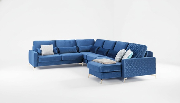 Samt Stoff Sitz Garnitur Designer Wohnlandschaft Ecksofa Sofa Couch Sofa