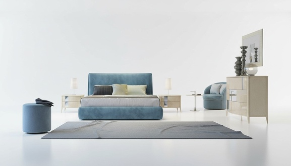 Schlafzimmer 3 tlg. Set Bett 2x Nachttisch Konsole Betten Doppel Hotel Polster