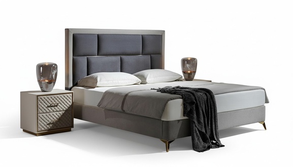 Schlafzimmer 3 tlg. Set Bett 2x Nachttisch Konsole Betten Doppel Polster Hotel