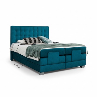 Schlafzimmer Bett Polsterbett Modern Blau Doppelbett Design Textil Luxus