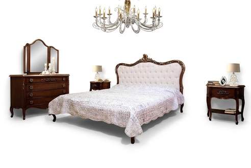 Schlafzimmer Design Klassische Luxus Möbel Modern Bett 2x Nachttisch 4tlg Set