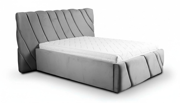 Schlafzimmer Doppelbett Bett 180сm Matratze Grau moderner Stil Holz