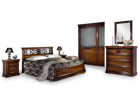 Schlafzimmer Holz Braun Bett Luxus Möbel Vaccari cav giovanni Massivholz Neu